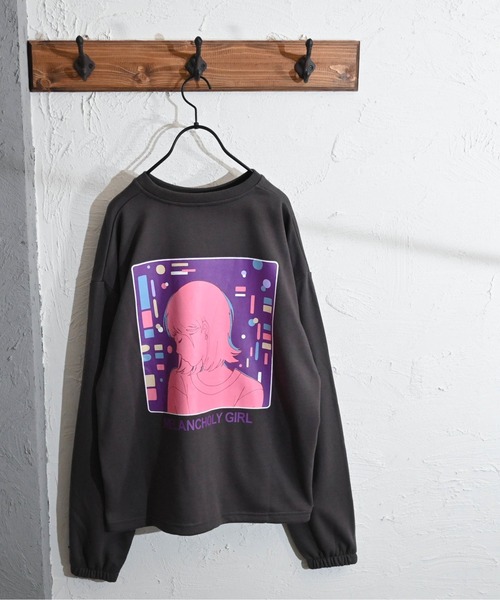 Ritzy(リッツィー)の「裏毛イラストバックプリントクルー トレーナー(MELANCHOLY) レディース メンズ(スウェット・メンズ・ホワイト/グリーン/チャコール・MEDIUM/LARGE)」の3枚目の写真