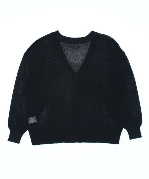 cepo(セポ)の「シアーVネックカーディガン(カーディガン/ボレロ・レディース・ブラック/オフホワイト/グリーン・M)」の4枚目の写真