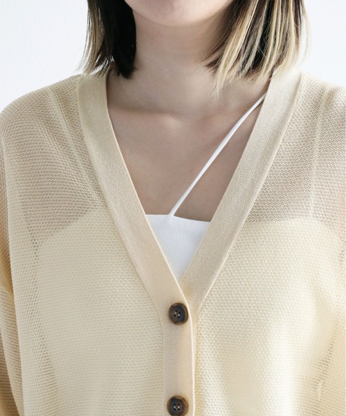 cepo(セポ)の「シアーVネックカーディガン(カーディガン/ボレロ・レディース・ブラック/オフホワイト/グリーン・M)」の16枚目の写真