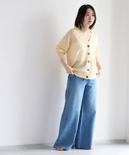 cepo(セポ)の「シアーVネックカーディガン(カーディガン/ボレロ・レディース・ブラック/オフホワイト/グリーン・M)」の13枚目の写真