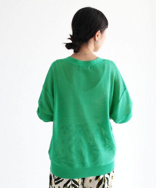 cepo(セポ)の「シアーVネックカーディガン(カーディガン/ボレロ・レディース・ブラック/オフホワイト/グリーン・M)」の21枚目の写真