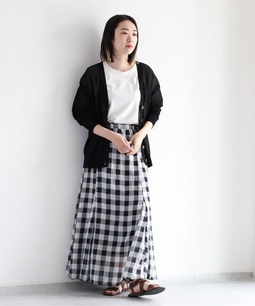 cepo(セポ)の「シアーVネックカーディガン(カーディガン/ボレロ・レディース・ブラック/オフホワイト/グリーン・M)」の7枚目の写真