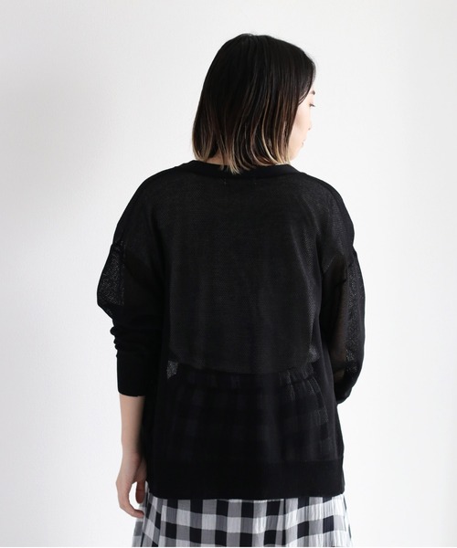 cepo(セポ)の「シアーVネックカーディガン(カーディガン/ボレロ・レディース・ブラック/オフホワイト/グリーン・M)」の6枚目の写真