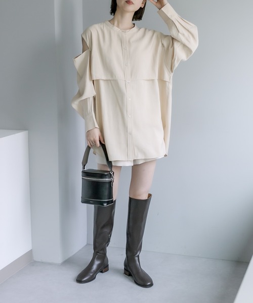 mystic(ミスティック)の「テンセルライク肩あきシャツ(シャツ/ブラウス・レディース・ベージュ/ネイビー/オフホワイト・FREE)」の20枚目の写真