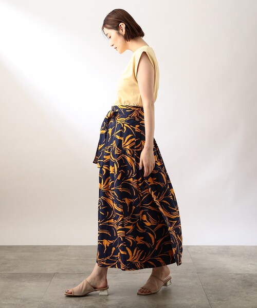 THE SHOP TK (ザ ショップ ティーケー )の「◆【小川夢乃さんコラボ】ラップボリュームスカート(スカート・レディース・ブラウン系1/ネイビー系/ダークグリーン系・12)」の5枚目の写真