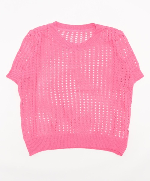 ibeul_（イベール）の「メッシュ半袖ニットトップス（Tシャツ/カットソー・レディース・ホワイト/グリーン/ピンク・FREE）」の3枚目の写真