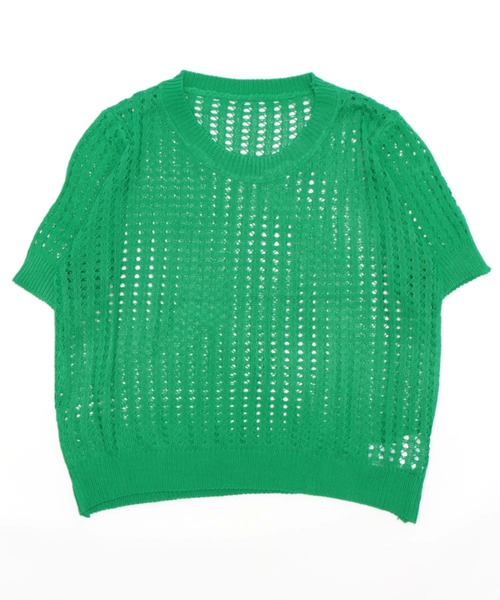 ibeul_（イベール）の「メッシュ半袖ニットトップス（Tシャツ/カットソー・レディース・ホワイト/グリーン/ピンク・FREE）」の9枚目の写真