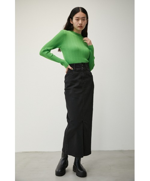 AZUL by moussy(アズールバイマウジー)の「HIGH WAIST SLIT DENIM SK Ⅱ/ハイウエストスリットデニムスカートⅡ(スカート・レディース・ベージュ/ライトブルー/ブラック/ダークブルー・MEDIUM/LARGE/SMALL/X-SMALL)」の9枚目の写真
