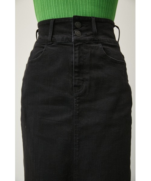 AZUL by moussy(アズールバイマウジー)の「HIGH WAIST SLIT DENIM SK Ⅱ/ハイウエストスリットデニムスカートⅡ(スカート・レディース・ベージュ/ライトブルー/ブラック/ダークブルー・MEDIUM/LARGE/SMALL/X-SMALL)」の5枚目の写真