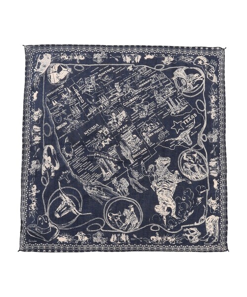 BINDU（ビンドゥー）の「BINDU: マップバンダナ 5（バンダナ/スカーフ・レディース・ブラウン/ピンク/ブルー/ネイビー・ONE SIZE）」の3枚目の写真