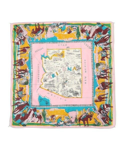 BINDU（ビンドゥー）の「BINDU: マップバンダナ 5（バンダナ/スカーフ・レディース・ブラウン/ピンク/ブルー/ネイビー・ONE SIZE）」の4枚目の写真