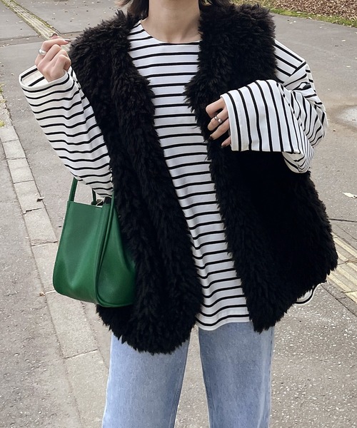 Chillfar（チルファー）の「エコファーベスト（ベスト・レディース・ピンク/アイボリー/ブラウン/ベージュ/ブラック・FREE）」の3枚目の写真