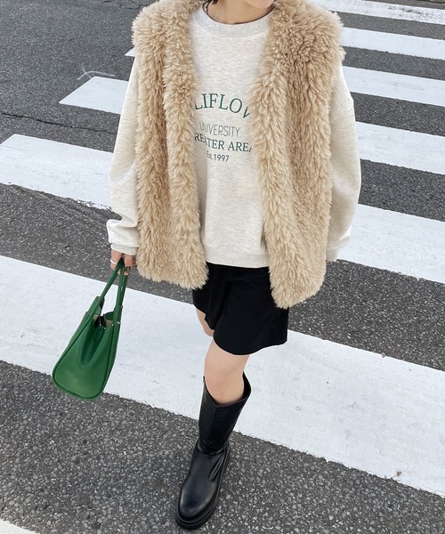 Chillfar（チルファー）の「エコファーベスト（ベスト・レディース・ピンク/アイボリー/ブラウン/ベージュ/ブラック・FREE）」の11枚目の写真