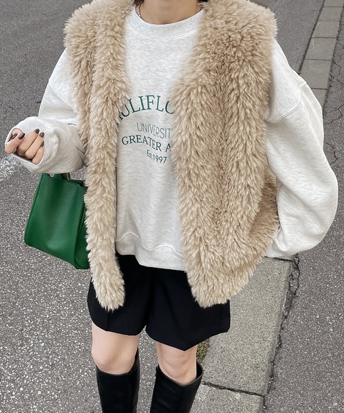 Chillfar（チルファー）の「エコファーベスト（ベスト・レディース・ピンク/アイボリー/ブラウン/ベージュ/ブラック・FREE）」の12枚目の写真