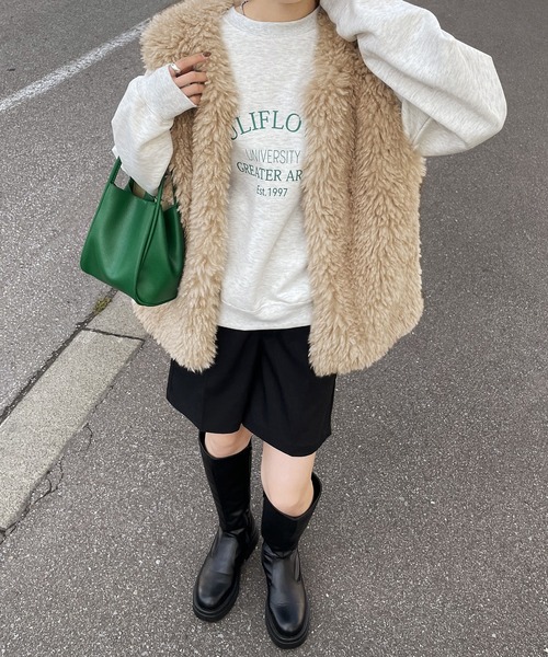 Chillfar（チルファー）の「エコファーベスト（ベスト・レディース・ピンク/アイボリー/ブラウン/ベージュ/ブラック・FREE）」の15枚目の写真