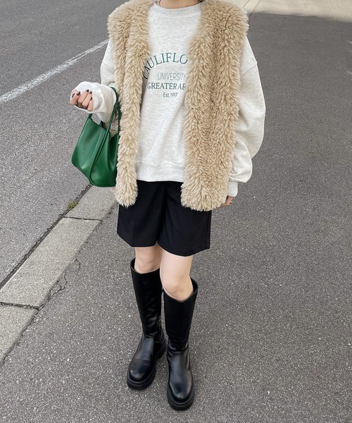 Chillfar（チルファー）の「エコファーベスト（ベスト・レディース・ピンク/アイボリー/ブラウン/ベージュ/ブラック・FREE）」の6枚目の写真