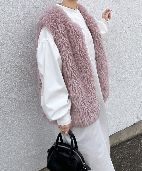 Chillfar（チルファー）の「エコファーベスト（ベスト・レディース・ピンク/アイボリー/ブラウン/ベージュ/ブラック・FREE）」の16枚目の写真