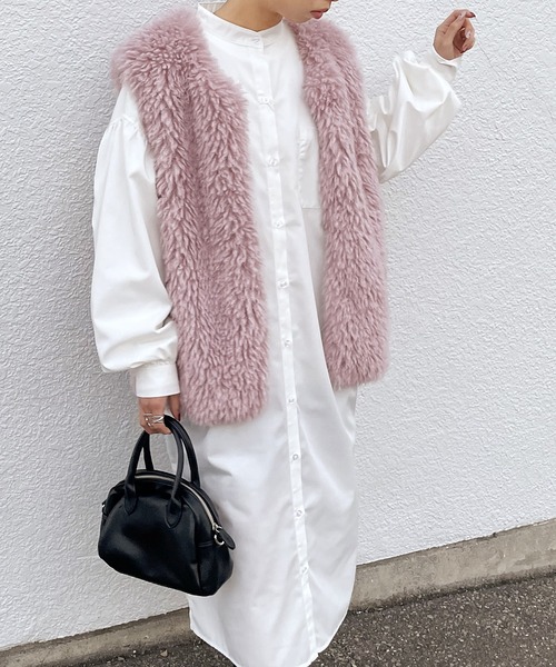 Chillfar（チルファー）の「エコファーベスト（ベスト・レディース・ピンク/アイボリー/ブラウン/ベージュ/ブラック・FREE）」の17枚目の写真