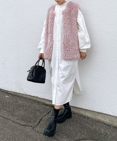 Chillfar（チルファー）の「エコファーベスト（ベスト・レディース・ピンク/アイボリー/ブラウン/ベージュ/ブラック・FREE）」の18枚目の写真