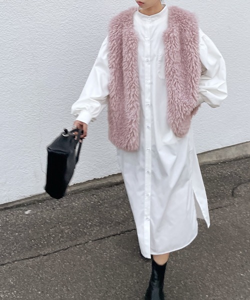 Chillfar（チルファー）の「エコファーベスト（ベスト・レディース・ピンク/アイボリー/ブラウン/ベージュ/ブラック・FREE）」の19枚目の写真