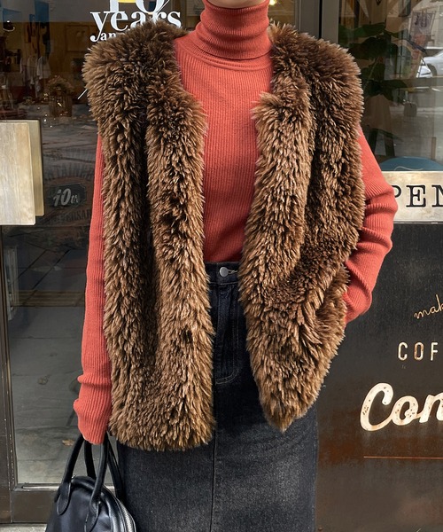 Chillfar（チルファー）の「エコファーベスト（ベスト・レディース・ピンク/アイボリー/ブラウン/ベージュ/ブラック・FREE）」の20枚目の写真