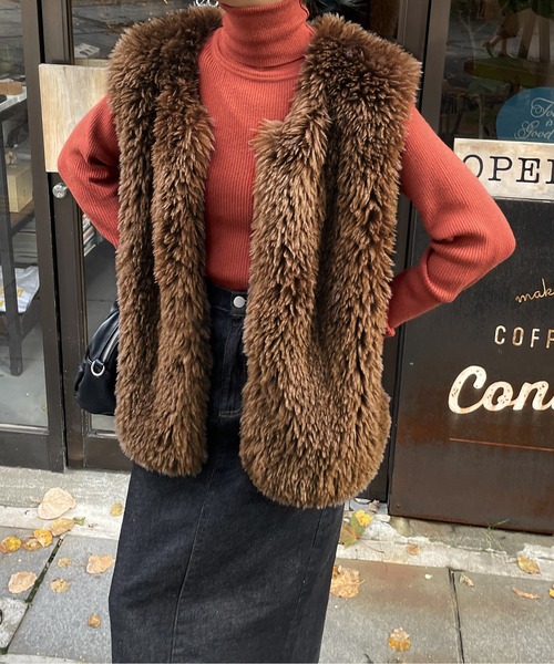 Chillfar（チルファー）の「エコファーベスト（ベスト・レディース・ピンク/アイボリー/ブラウン/ベージュ/ブラック・FREE）」の21枚目の写真