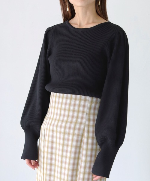 HER CLOSET(ハークローゼット)の「【Twenty Three】2wayパール釦リブニット(ニット/セーター・レディース・ブラック/オフホワイト/ブルー/ライトグリーン/ラベンダー・FREE)」の12枚目の写真