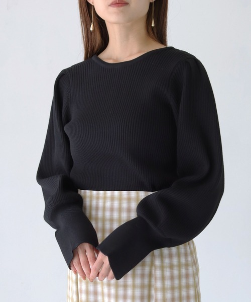HER CLOSET(ハークローゼット)の「【Twenty Three】2wayパール釦リブニット(ニット/セーター・レディース・ブラック/オフホワイト/ブルー/ライトグリーン/ラベンダー・FREE)」の14枚目の写真