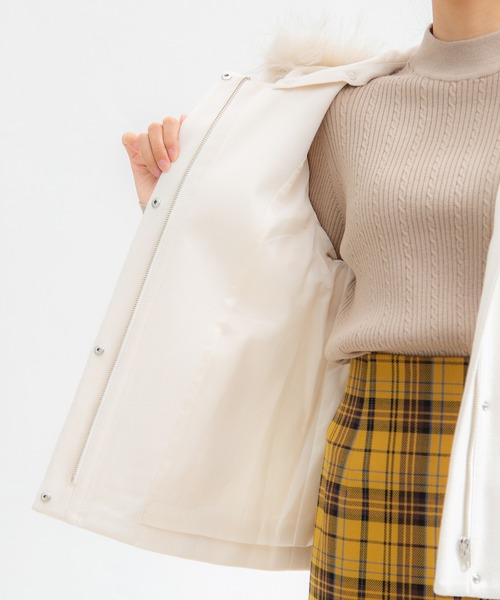 ef-de 13号 ファー付きベージュダブルコート コート ウール ベージュ | Fendi