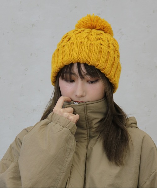 Per sist ence(パーシエンス)の「Per sist ence/パーシエンス ポンポンニット帽(ニットキャップ/ビーニー・レディース・ライトベージュ/ライトグレー/キャメル/レンガ/カーキ/ブルー/オフホワイト/ブラウン/ブラック/マスタード・FREE)」の13枚目の写真