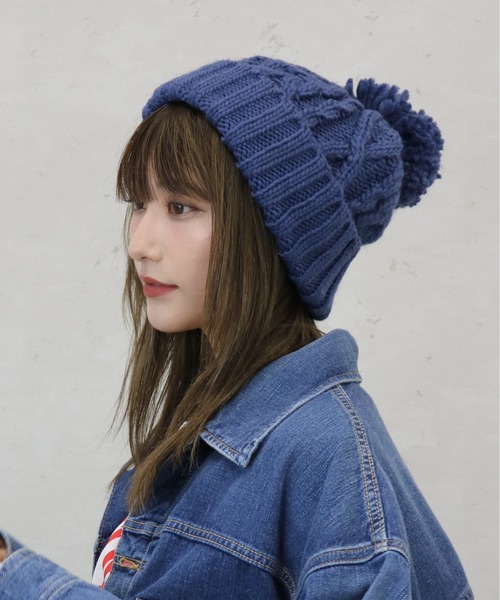 Per sist ence(パーシエンス)の「Per sist ence/パーシエンス ポンポンニット帽(ニットキャップ/ビーニー・レディース・ライトベージュ/ライトグレー/キャメル/レンガ/カーキ/ブルー/オフホワイト/ブラウン/ブラック/マスタード・FREE)」の20枚目の写真