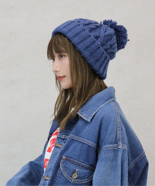 Per sist ence(パーシエンス)の「Per sist ence/パーシエンス ポンポンニット帽(ニットキャップ/ビーニー・レディース・ライトベージュ/ライトグレー/キャメル/レンガ/カーキ/ブルー/オフホワイト/ブラウン/ブラック/マスタード・FREE)」の19枚目の写真