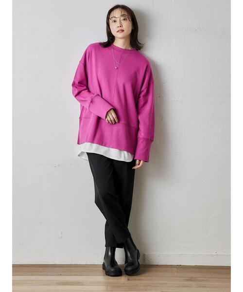 Green Parks(グリーンパークス)の「センターシームミニ裏毛プルオーバー(スウェット・レディース・ライトベージュ/ピンク/ブルー/ダークネイビー・FREE)」の5枚目の写真