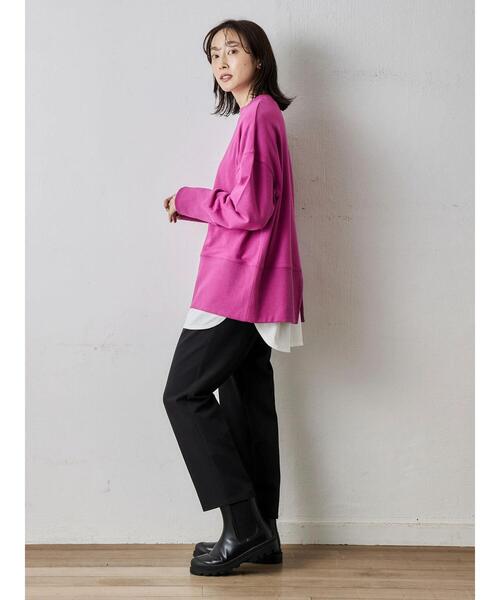 Green Parks(グリーンパークス)の「センターシームミニ裏毛プルオーバー(スウェット・レディース・ライトベージュ/ピンク/ブルー/ダークネイビー・FREE)」の6枚目の写真