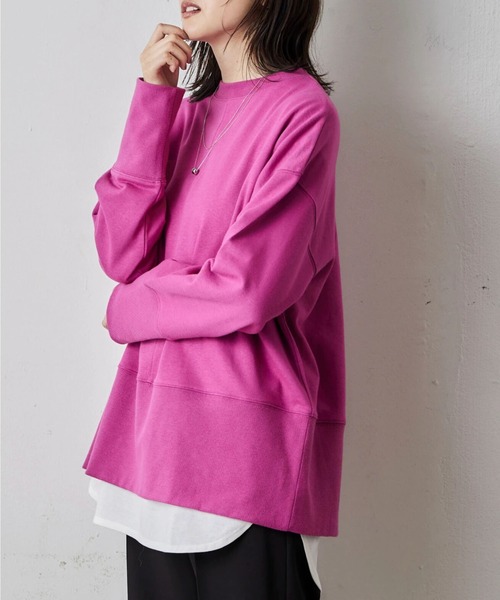 Green Parks(グリーンパークス)の「センターシームミニ裏毛プルオーバー(スウェット・レディース・ライトベージュ/ピンク/ブルー/ダークネイビー・FREE)」の4枚目の写真