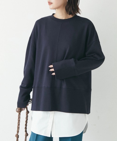 Green Parks(グリーンパークス)の「センターシームミニ裏毛プルオーバー(スウェット・レディース・ライトベージュ/ピンク/ブルー/ダークネイビー・FREE)」の3枚目の写真