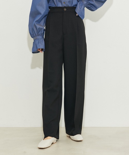 vis-`a-vis（ビサビ）の「【WEB限定】【洗える】ワンタックセミワイドパンツ（スラックス・レディース・ブラック/キナリ/チャコールグレー/ダークブラウン/ピンク系その他2・L/M/SS/S）」の14枚目の写真