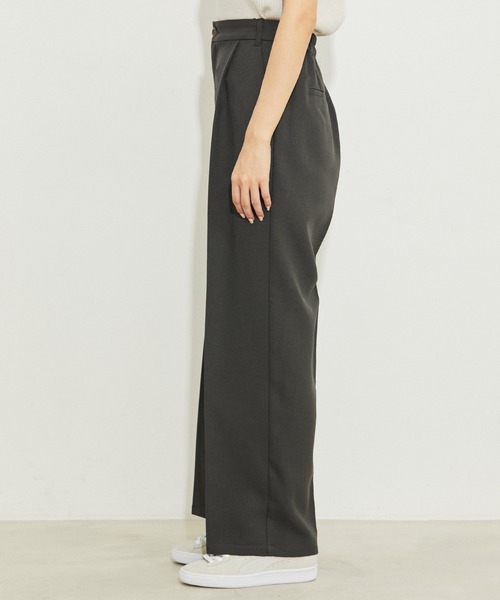 vis-`a-vis（ビサビ）の「【WEB限定】【洗える】ワンタックセミワイドパンツ（スラックス・レディース・ブラック/キナリ/チャコールグレー/ダークブラウン/ピンク系その他2・L/M/SS/S）」の10枚目の写真