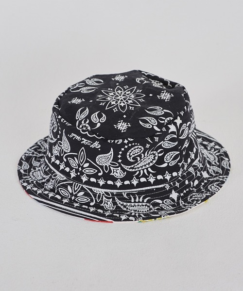 DISCOVERED（ディスカバード）の「DISCOVERED ディスカバード / HAWAIIAN QUILT BUCKET HAT ハワイアンキルトバケットハット / DC-SS23-A-02（ハット・メンズ・ブラック/レッド・FREE）」の3枚目の写真