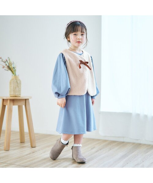 apres les cours（アプレレクール）の「【フォーマル対応】リボン付きボアベスト_アプレレクールマシェリ（ベスト・キッズ・ベージュ・90/110/130）」の12枚目の写真