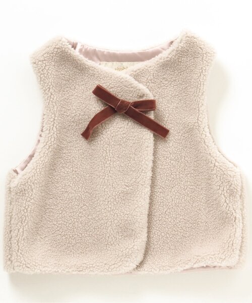 apres les cours（アプレレクール）の「【フォーマル対応】リボン付きボアベスト_アプレレクールマシェリ（ベスト・キッズ・ベージュ・90/110/130）」の9枚目の写真