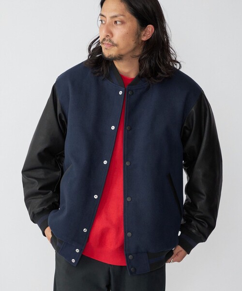 SHIPS(シップス)の「*SHIPS: リラックスフィット フェイクレザー スタジャン (アワードジャケット)(スタジャン・メンズ・ブラック/ネイビー/ベージュ・SMALL/MEDIUM/X-LARGE/LARGE)」の3枚目の写真