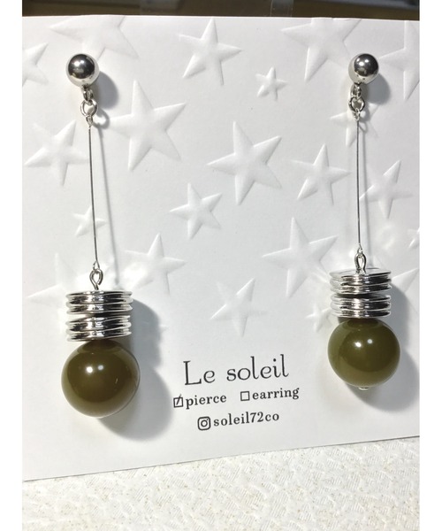 tone(トーン)の「【Le soleil】コロンとcool! 揺れるピアス(MA)(ピアス(両耳用)・レディース・ホワイト系その他/グリーン系その他・FREE)」の2枚目の写真