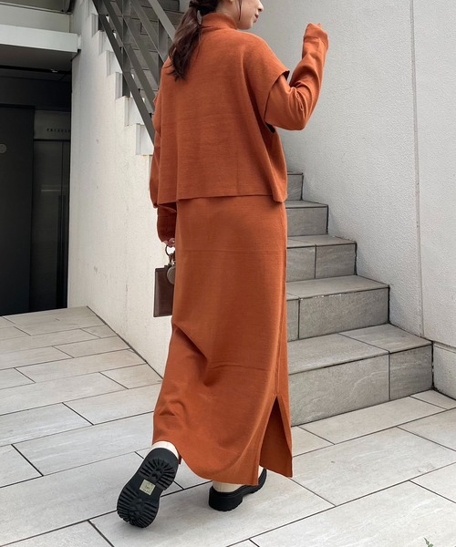 CAPRICIEUX LE'MAGE（カプリシューレマージュ）の「ベストセットニットワンピース（ワンピース・レディース・ブラウン/ベージュ/チャコールグレー・FREE）」の6枚目の写真
