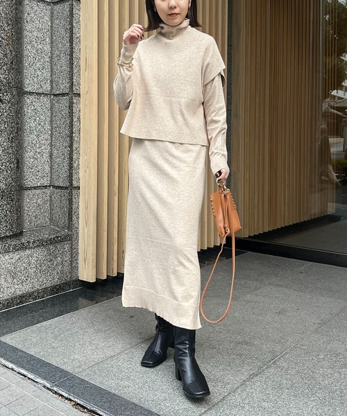 CAPRICIEUX LE'MAGE（カプリシューレマージュ）の「ベストセットニットワンピース（ワンピース・レディース・ブラウン/ベージュ/チャコールグレー・FREE）」の21枚目の写真