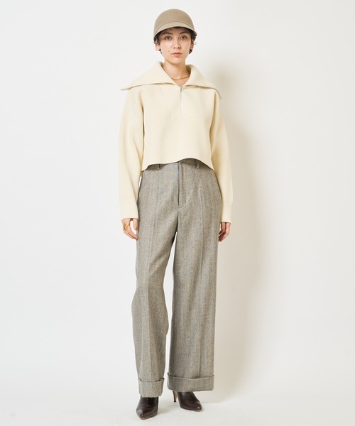 Whim Gazette（ウィムガゼット）の「【THE PAUSE】ビッグカラーハーフジッププルオーバー（ニット/セーター・レディース・ネイビー/アイボリー・FREE）」の5枚目の写真