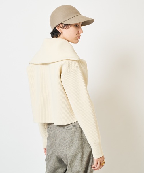 Whim Gazette（ウィムガゼット）の「【THE PAUSE】ビッグカラーハーフジッププルオーバー（ニット/セーター・レディース・ネイビー/アイボリー・FREE）」の20枚目の写真