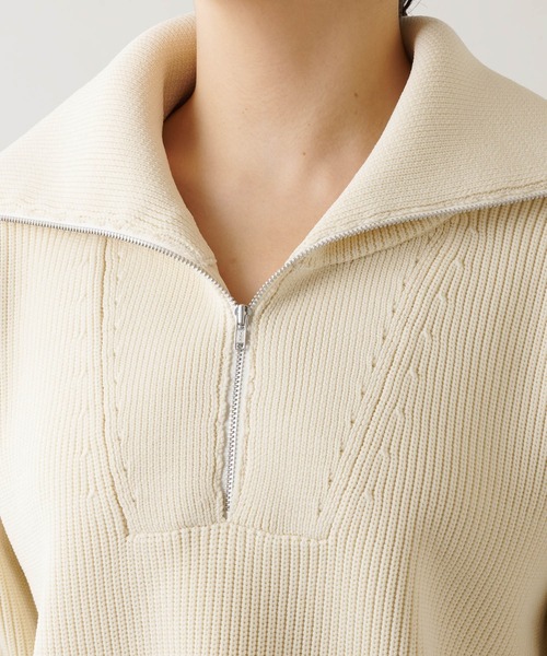 Whim Gazette（ウィムガゼット）の「【THE PAUSE】ビッグカラーハーフジッププルオーバー（ニット/セーター・レディース・ネイビー/アイボリー・FREE）」の10枚目の写真