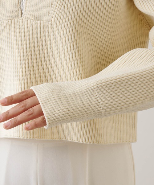 Whim Gazette（ウィムガゼット）の「【THE PAUSE】ビッグカラーハーフジッププルオーバー（ニット/セーター・レディース・ネイビー/アイボリー・FREE）」の13枚目の写真