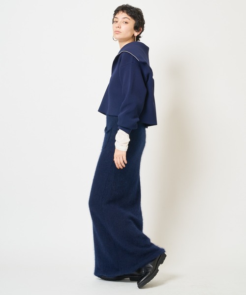 Whim Gazette（ウィムガゼット）の「【THE PAUSE】ビッグカラーハーフジッププルオーバー（ニット/セーター・レディース・ネイビー/アイボリー・FREE）」の14枚目の写真